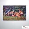 母子鹿04 純手繪 油畫 橫幅 褐綠 中性色系 動物 大自然 藝術畫 掛畫 民宿 餐廳 室內設計
