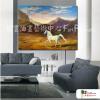 馬A13 純手繪 油畫 橫幅 褐白 中性色系 動物 大自然 藝術畫 掛畫 民宿 餐廳 裝潢 室內設計