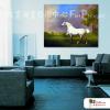 馬A19 純手繪 油畫 橫幅 綠白 中性色系 動物 大自然 藝術畫 掛畫 民宿 餐廳 裝潢 室內設計
