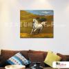 馬A22 純手繪 油畫 橫幅 咖白 中性色系 動物 大自然 藝術畫 掛畫 民宿 餐廳 裝潢 室內設計