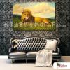 獅子02 純手繪 油畫 橫幅 褐綠 中性色系 動物 大自然 藝術畫 掛畫 民宿 餐廳 裝潢 室內設計