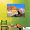 獅子04 純手繪 油畫 橫幅 褐藍 中性色系 動物 大自然 藝術畫 掛畫 民宿 餐廳 裝潢 室內設計