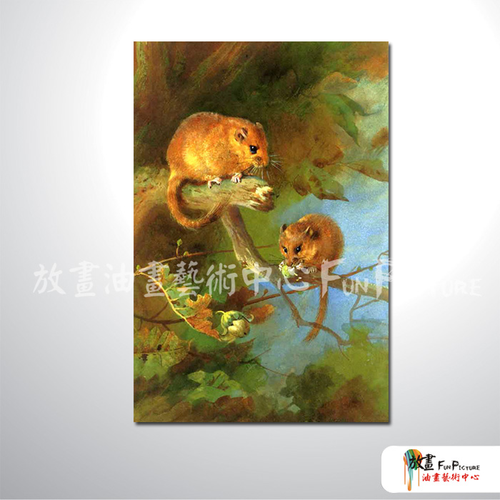 松鼠06 純手繪 油畫 直幅 褐綠 中性色系 動物 大自然 藝術畫 掛畫 民宿 餐廳 裝潢 室內設計
