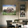 大象11 純手繪 油畫 橫幅 灰綠 中性色系 動物 大自然 藝術畫 掛畫 民宿 餐廳 裝潢 室內設計