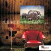 大象11 純手繪 油畫 橫幅 灰綠 中性色系 動物 大自然 藝術畫 掛畫 民宿 餐廳 裝潢 室內設計