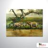 大象15 純手繪 油畫 橫幅 褐綠 中性色系 動物 大自然 藝術畫 掛畫 民宿 餐廳 裝潢 室內設計