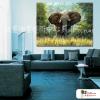 大象16 純手繪 油畫 橫幅 褐綠 中性色系 動物 大自然 藝術畫 掛畫 民宿 餐廳 裝潢 室內設計
