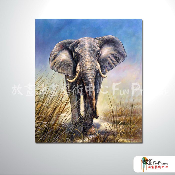 大象20 純手繪 油畫 直幅 褐藍 中性色系 動物 大自然 藝術畫 掛畫 民宿 餐廳 裝潢 室內設計