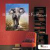 大象20 純手繪 油畫 直幅 褐藍 中性色系 動物 大自然 藝術畫 掛畫 民宿 餐廳 裝潢 室內設計