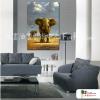 大象26 純手繪 油畫 直幅 褐藍 中性色系 動物 大自然 藝術畫 掛畫 民宿 餐廳 裝潢 室內設計