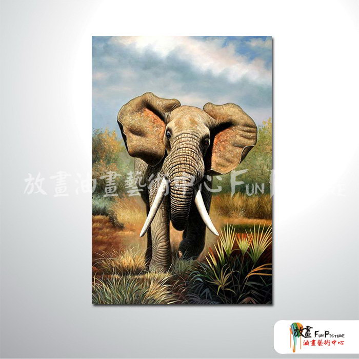 大象27 純手繪 油畫 直幅 褐綠 中性色系 動物 大自然 藝術畫 掛畫 民宿 餐廳 裝潢 室內設計