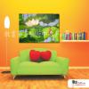 荷花31 純手繪 油畫 橫幅 綠色 冷色系 印象 掛畫 無框畫 民宿 室內設計 居家佈置
