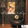 荷花42 純手繪 油畫 直幅 黃橙 暖色系 印象 掛畫 無框畫 民宿 室內設計 居家佈置