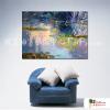 睡蓮20 純手繪 油畫 橫幅 藍色 冷色系 印象 掛畫 無框畫 民宿 室內設計 居家佈置