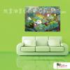 荷花55 純手繪 油畫 橫幅 綠色 冷色系 印象 掛畫 無框畫 民宿 室內設計 居家佈置
