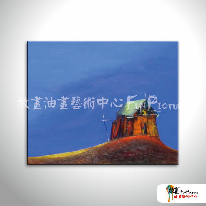 越南景82 純手繪 油畫 橫幅 藍底 冷色系 藝術品 裝飾 無框畫 裝潢 室內設計 客廳掛畫