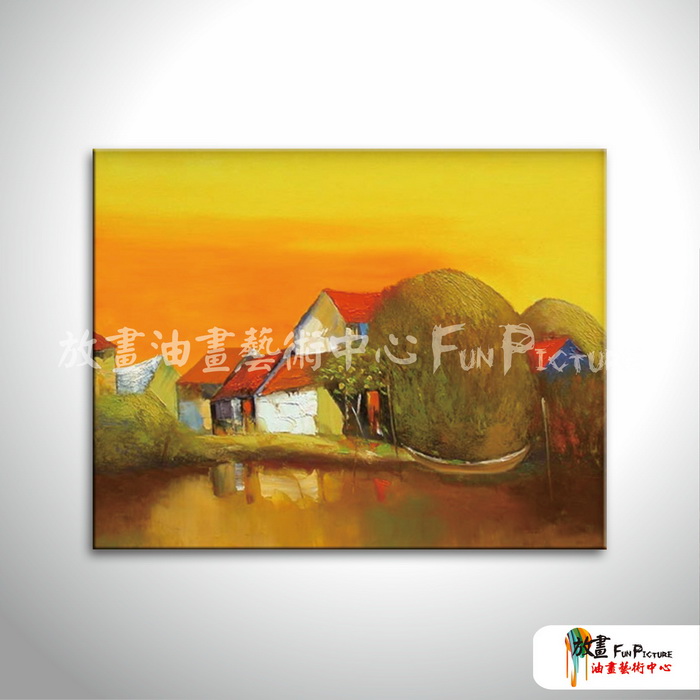 越南景87 純手繪 油畫 橫幅 黃褐 暖色系 藝術品 裝飾 無框畫 裝潢 室內設計 客廳掛畫