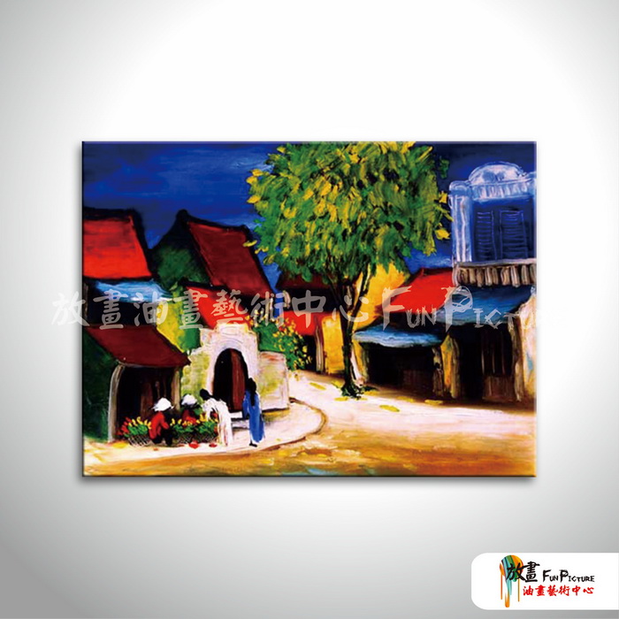 越南景98 純手繪 油畫 橫幅 多彩 中性色系 藝術品 裝飾 無框畫 裝潢 室內設計 客廳掛畫