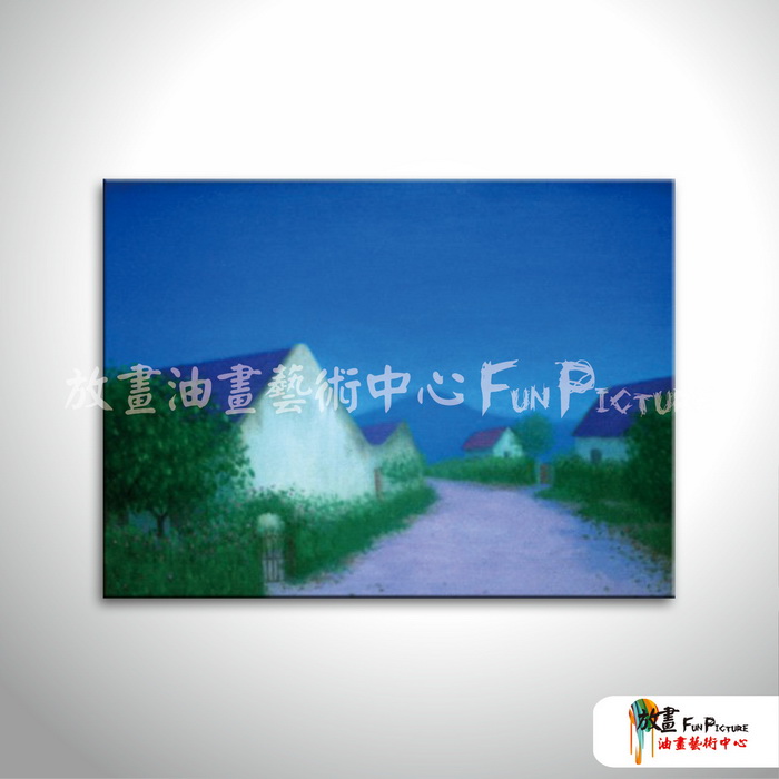 越南景99 純手繪 油畫 橫幅 藍色 冷色系 藝術品 裝飾 無框畫 裝潢 室內設計 客廳掛畫