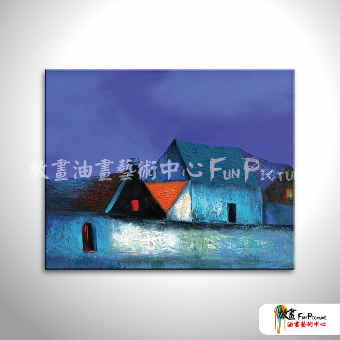 越南景100 純手繪 油畫 橫幅 藍色 冷色系 藝術品 裝飾 無框畫 裝潢 室內設計 客廳掛畫