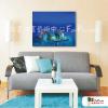 越南景103 純手繪 油畫 橫幅 藍色 冷色系 藝術品 裝飾 無框畫 裝潢 室內設計 客廳掛畫