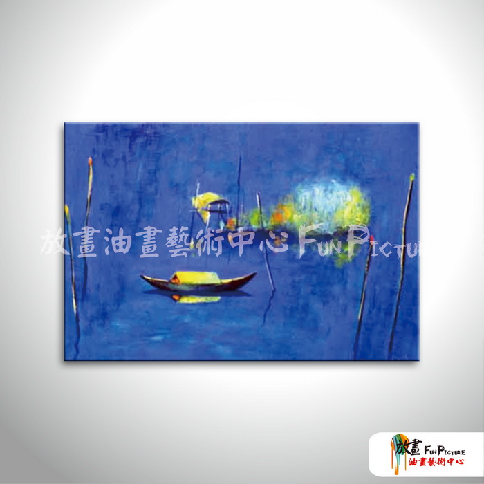 越南景114 純手繪 油畫 橫幅 藍色 冷色系 藝術品 裝飾 無框畫 裝潢 室內設計 客廳掛畫