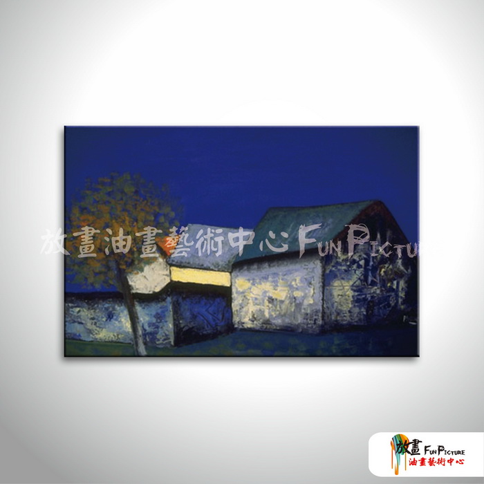 越南景116 純手繪 油畫 橫幅 藍色 冷色系 藝術品 裝飾 無框畫 裝潢 室內設計 客廳掛畫