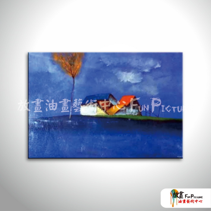 越南景118 純手繪 油畫 橫幅 藍色 冷色系 藝術品 裝飾 無框畫 裝潢 室內設計 客廳掛畫