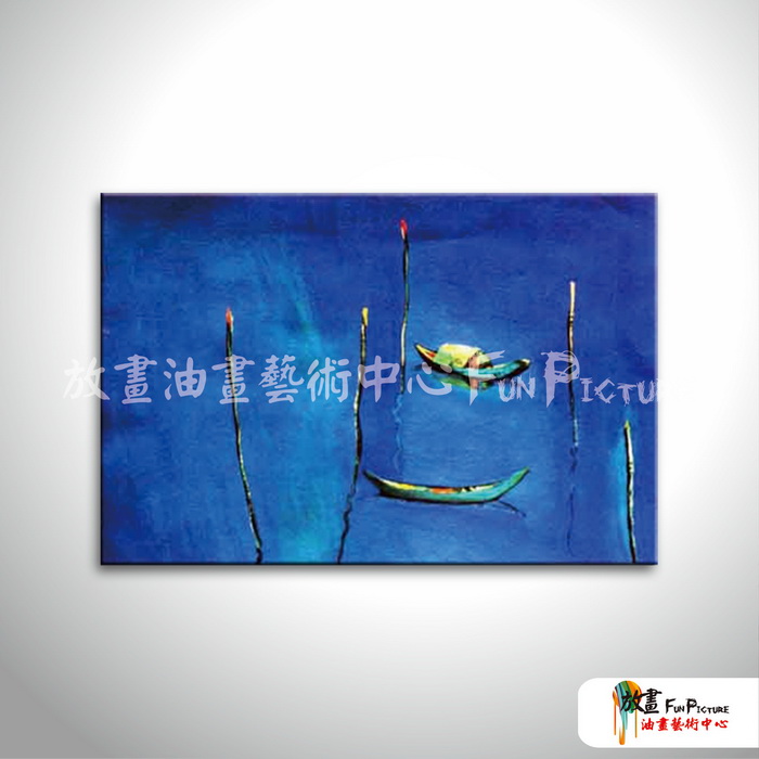 越南景119 純手繪 油畫 橫幅 藍色 冷色系 藝術品 裝飾 無框畫 裝潢 室內設計 客廳掛畫