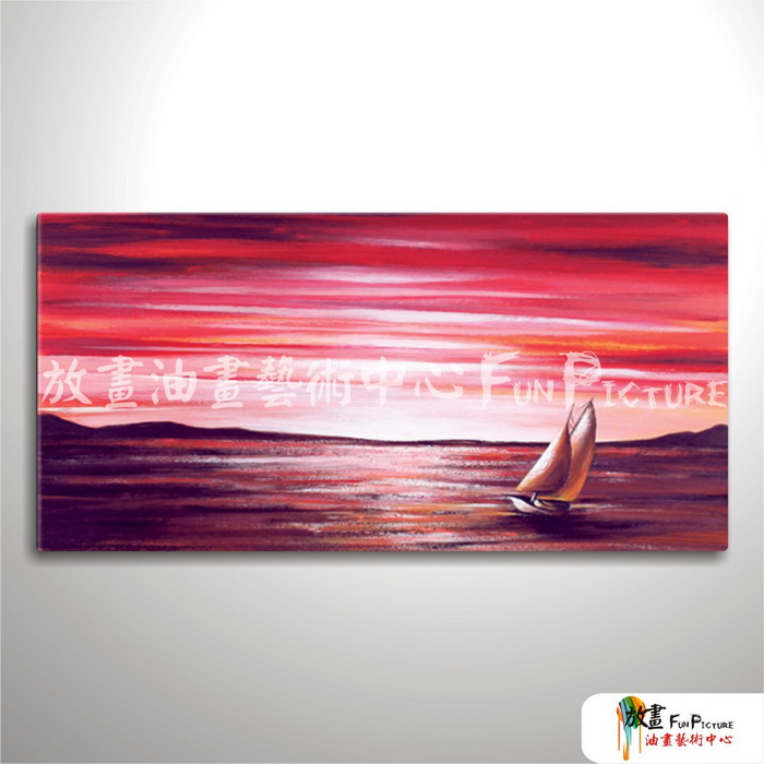 浪漫海景05 純手繪 油畫 橫幅 紅色 暖色系 藝術品 裝飾 無框畫 裝潢 室內設計 客廳掛畫