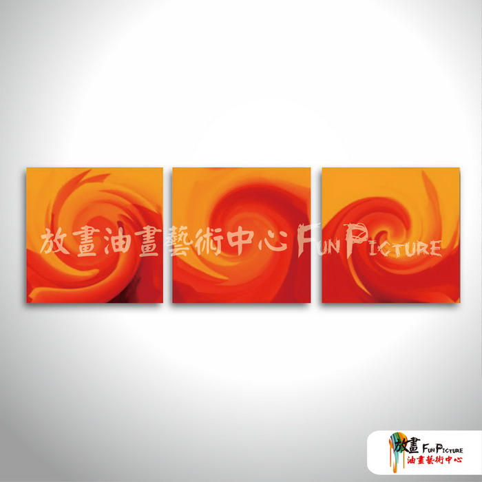 3拼抽象03 純手繪 油畫 方形*3 紅橙 暖色系 流彩 裝飾 無框畫 民宿 餐廳 裝潢 室內設計