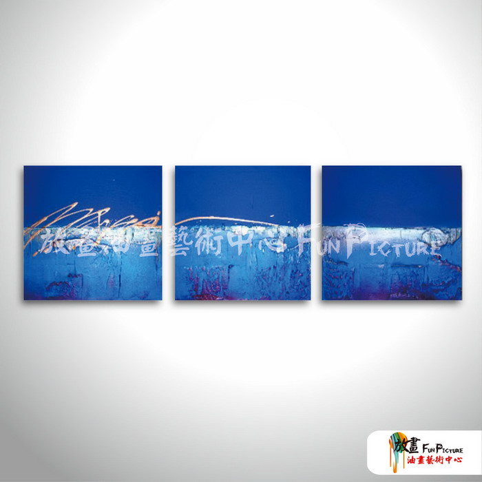 3拼抽象66 純手繪 油畫 方形*3 藍色 冷色系 流彩 裝飾 無框畫 民宿 餐廳 裝潢 室內設計