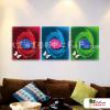3拼抽象89 純手繪 油畫 方形*3 紅藍綠 中性色系 形象 裝飾 無框畫 民宿 裝潢 室內設計