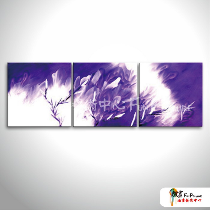 3拼抽象119 純手繪 油畫 方形*3 籃紫 冷色系 流彩 裝飾 無框畫 民宿 餐廳 裝潢 室內設計