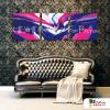 3拼抽象120 純手繪 油畫 方形*3 籃紫 冷色系 線條 裝飾 無框畫 民宿 餐廳 裝潢 室內設計