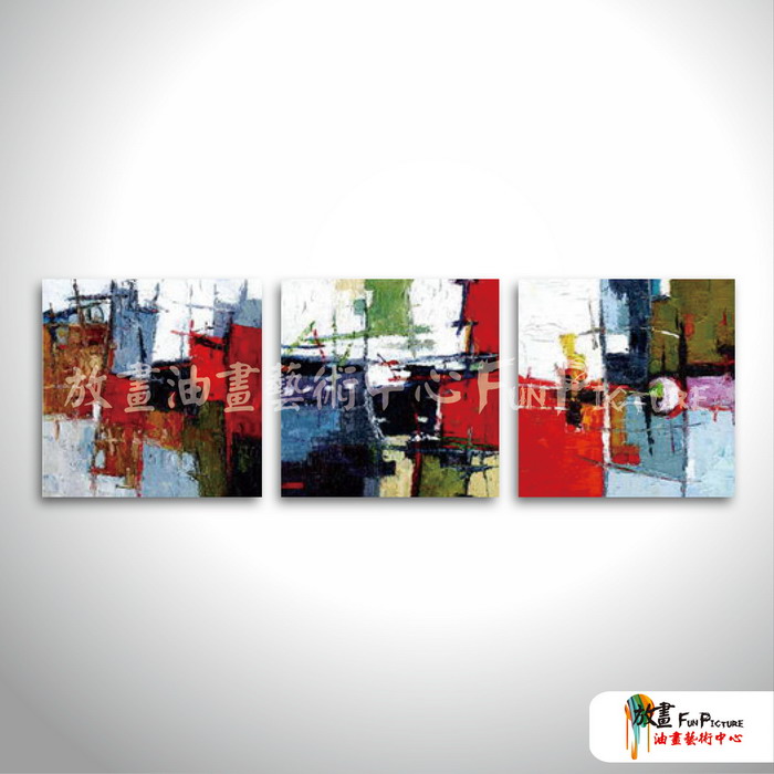 3拼抽象151 純手繪 油畫 方形*3 多彩 中性色系 色塊 裝飾 無框畫 民宿 餐廳 裝潢 室內設計