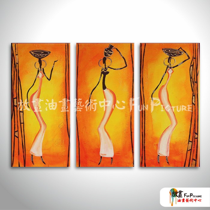 3拼抽象A06 純手繪 油畫 直幅*3 黃橙 暖色系 形象 裝飾 無框畫 民宿 餐廳 裝潢 室內設計