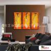 3拼抽象A06 純手繪 油畫 直幅*3 黃橙 暖色系 形象 裝飾 無框畫 民宿 餐廳 裝潢 室內設計