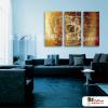 3拼抽象A37 純手繪 油畫 直幅*3 黃褐 暖色系 線條 裝飾 無框畫 民宿 餐廳 裝潢 室內設計