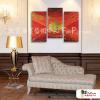 3拼抽象A53 純手繪 油畫 直幅*3 紅色 暖色系 線條 裝飾 無框畫 民宿 餐廳 裝潢 室內設計