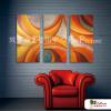 3拼抽象A63 純手繪 油畫 直幅*3 黃橙 暖色系 幾何 裝飾 無框畫 民宿 餐廳 裝潢 室內設計