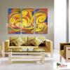 3拼抽象A67 純手繪 油畫 直幅*3 黃色 暖色系 幾何 裝飾 無框畫 民宿 餐廳 裝潢 室內設計