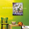 印象派花卉A09 純手繪 油畫 直幅 紫綠 中性色系 印象 掛畫 無框畫 民宿 室內設計 居家佈置