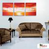 3拼抽象C56 純手繪 油畫 直幅*3 紅橙 暖色系 形象 裝飾 無框畫 民宿 餐廳 裝潢 室內設計