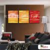 3拼抽象C65 純手繪 油畫 直幅*3 紅黃 暖色系 流彩 裝飾 無框畫 民宿 餐廳 裝潢 室內設計