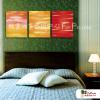 3拼抽象C65 純手繪 油畫 直幅*3 紅黃 暖色系 流彩 裝飾 無框畫 民宿 餐廳 裝潢 室內設計