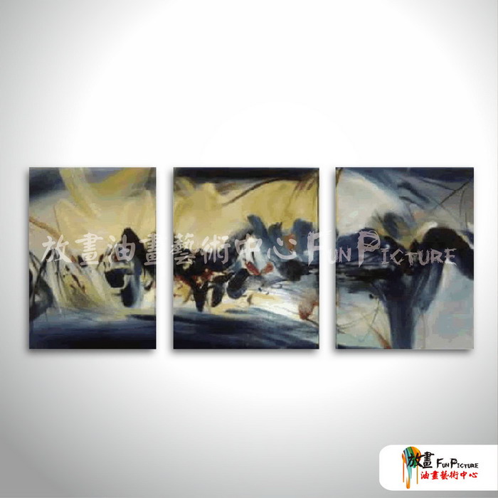 3拼抽象C84 純手繪 油畫 直幅*3 藍黑 中性色系 流彩 裝飾 無框畫 民宿 餐廳 裝潢 實拍影片