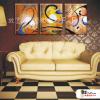 3拼抽象C85 純手繪 油畫 直幅*3 黃褐 暖色系 線條 裝飾 無框畫 民宿 餐廳 裝潢 室內設計