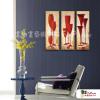 3拼抽象E26 純手繪 油畫 直幅*3 紅褐 暖色系 形象 裝飾 無框畫 民宿 餐廳 裝潢 室內設計
