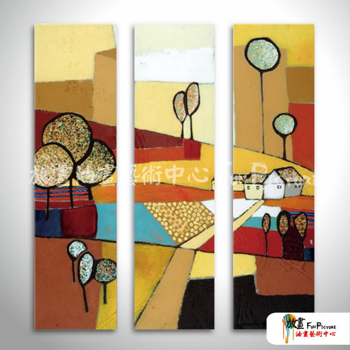 3拼抽象E27 純手繪 油畫 直幅*3 黃褐 暖色系 形象 裝飾 無框畫 民宿 餐廳 裝潢 實拍影片